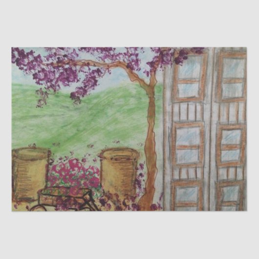 小さなワゴンと開花 薄葉紙 (正面)