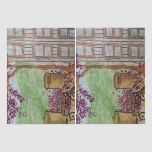 小さなワゴンと開花 薄葉紙 (正面)