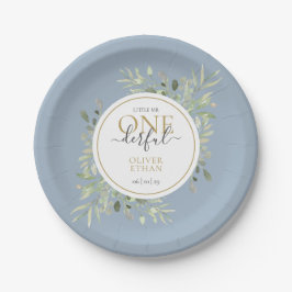 小さなワンダーフルファースト誕生日ボーイブルー ペーパープレート