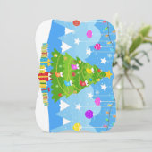 小さなヴィンテージのクリスマスプレゼント 松の木の装飾 シーズンカード (スタンド正面)