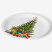 小さなヴィンテージのクリスマスプレゼント 松の木の装飾 ペーパープレート (アングル)