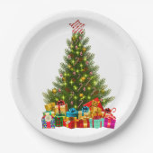 小さなヴィンテージのクリスマスプレゼント 松の木の装飾 ペーパープレート (正面)