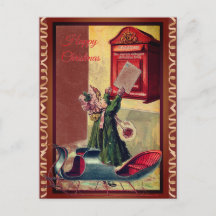 小さなヴィンテージの手紙を郵送する少女