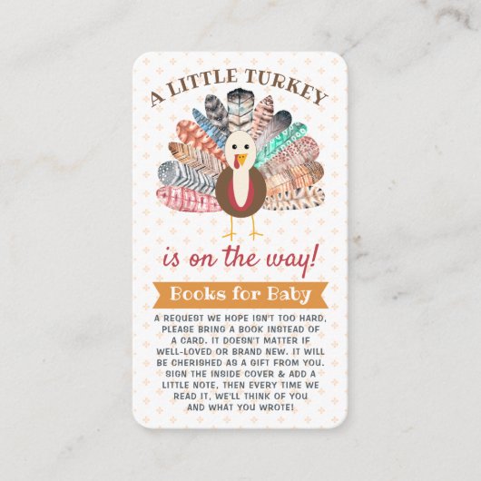 小さな七面鳥が行く途中だ！感謝祭の赤ちゃんシャワー エンクロージャーカード (正面)