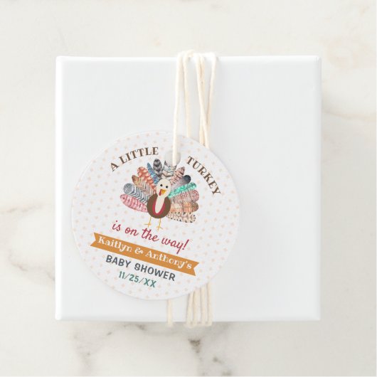 小さな七面鳥が行く途中だ！感謝祭の赤ちゃんシャワー フェイバータグ (インサイチュ)