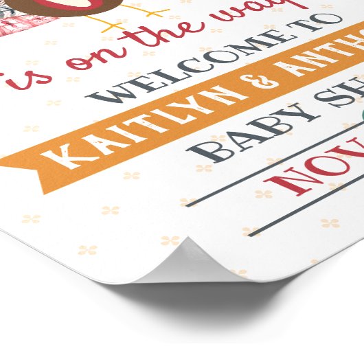 小さな七面鳥が行く途中だ!感謝祭の赤ちゃんシャワー ポスター (角)