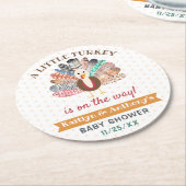 小さな七面鳥が行く途中だ!感謝祭の赤ちゃんシャワー ラウンドペーパーコースター (アングル)