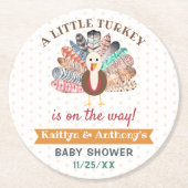 小さな七面鳥が行く途中だ!感謝祭の赤ちゃんシャワー ラウンドペーパーコースター (正面)