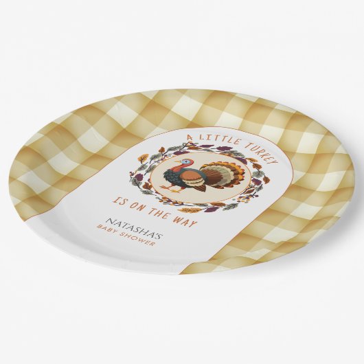 小さな七面鳥の感謝の赤ちゃんシャワー ペーパープレート (アングル)