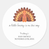 小さな七面鳥の感謝の赤ちゃんシャワー ラウンドシール (正面)