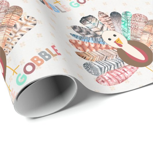 小さな七面鳥の感謝祭の誕生日またはベビーシャワー ラッピングペーパー (ロールコーナー)