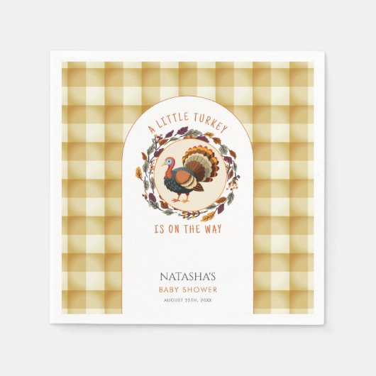 小さな七面鳥の感謝祭秋赤ちゃんシャワー スタンダードカクテルナプキン (正面)