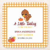 小さな七面鳥の赤ちゃんシャワー秋感謝祭 スクエアペーパーコースター (正面)