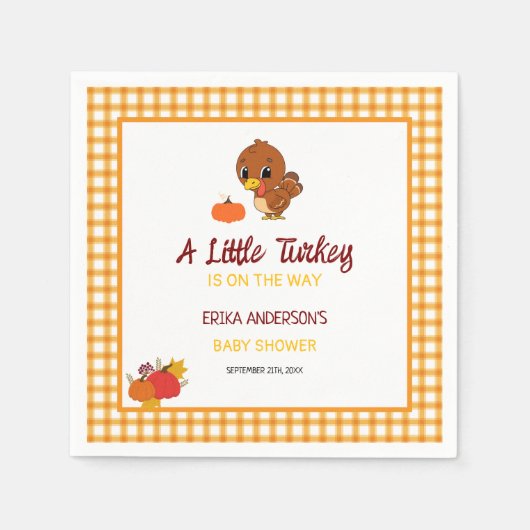 小さな七面鳥の赤ちゃんシャワー秋感謝祭 スタンダードカクテルナプキン (正面)
