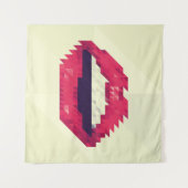 小さな三角形、ピクセルシップスター、パイで作られた赤い唇 タペストリー (正面(横))