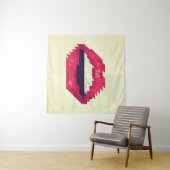 小さな三角形、ピクセルシップスター、パイで作られた赤い唇 タペストリー (インサイチュ(横))