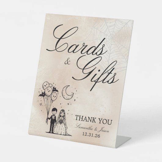 小さな不気味カップルのカードとギフト 台座サイン (正面)