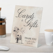 小さな不気味カップルのカードとギフト 台座サイン (インサイチュ)