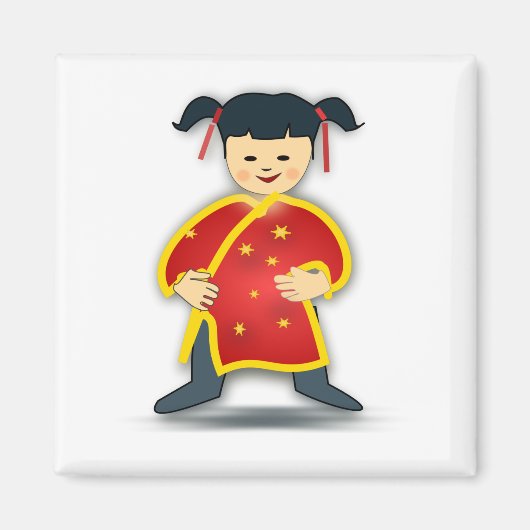 小さな中国人少女 マグネット (正面)