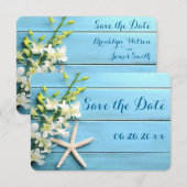 小さな丸いヒトデのSave The Dateカード オーキッド セーブザデート (正面/裏面)