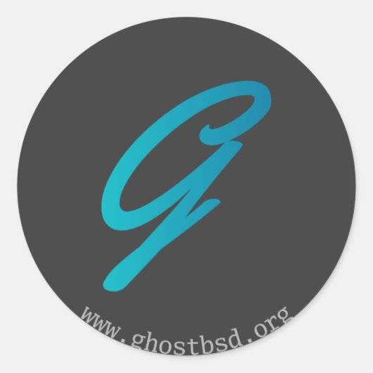 小さな丸いGhostBSD.orgステッカー ラウンドシール (正面)