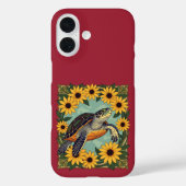 小さな亀と黒い目のデイジーの花 Case-Mate iPhoneケース (裏面)