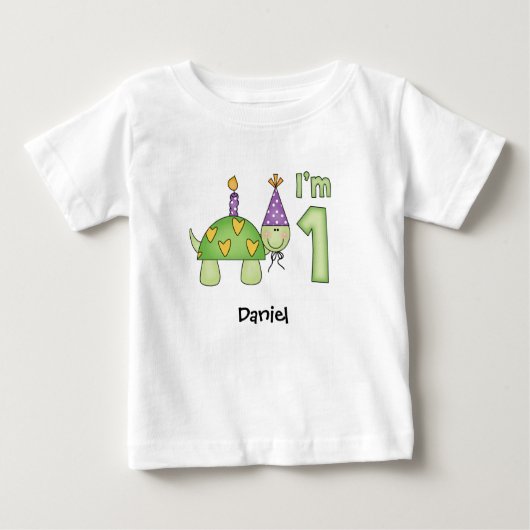 小さな亀の1歳のベビーTシャツ ベビーTシャツ (正面)