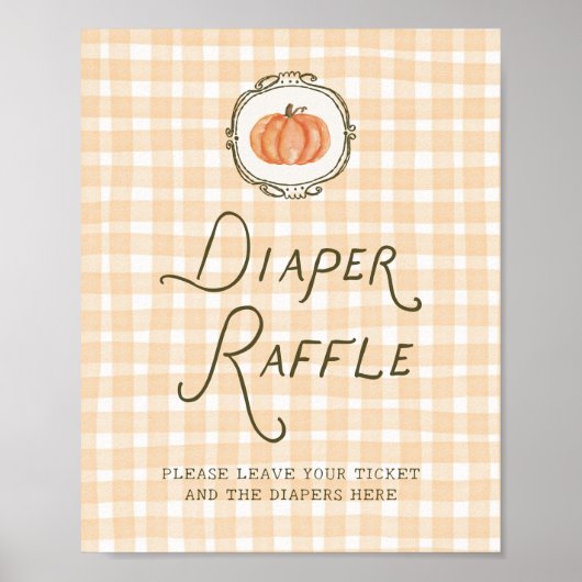 小さな予測できなかぼちゃの赤ちゃんシャワーおむつラッフル ポスター (正面)