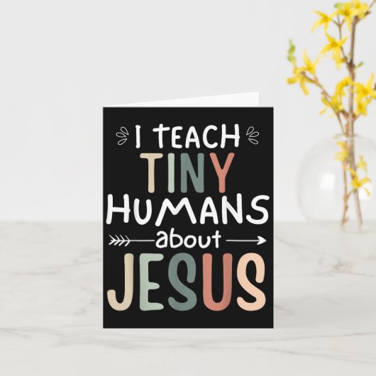 小さな人たちにイエスについて教える先生 日曜日の学校 カード (黄色い花)