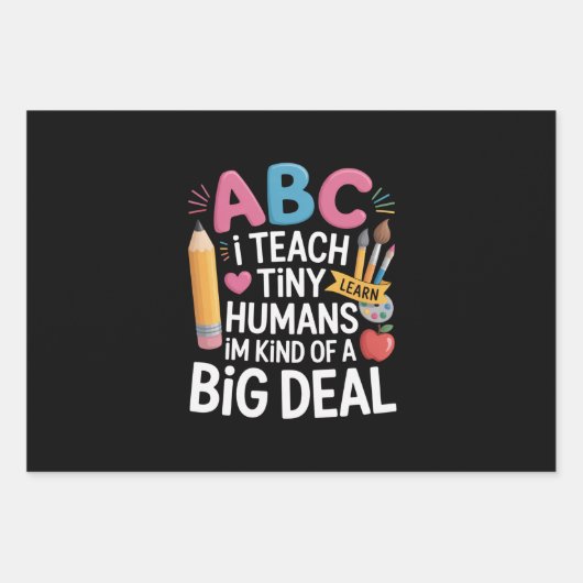 小さな人たちの先生を教える 教師感謝 学校 ラッピングペーパーシート (正面)