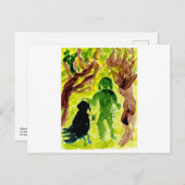 小さな人と大きな鳥の友人はがき ポストカード (正面/裏面)