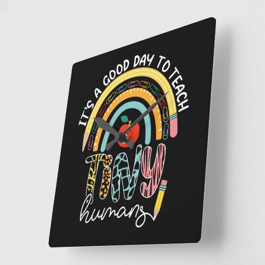 小さな人間にとって良い日だ教えよ。2/2ではない スクエア壁時計 (傾斜)