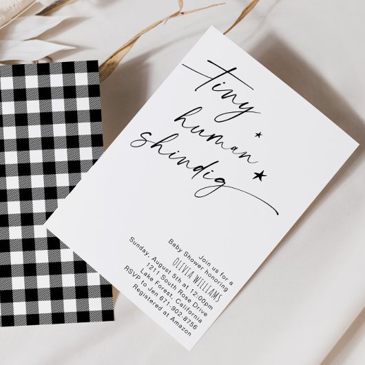 小さな人間のチンジミニマリスト赤ちゃんシャワー 招待状