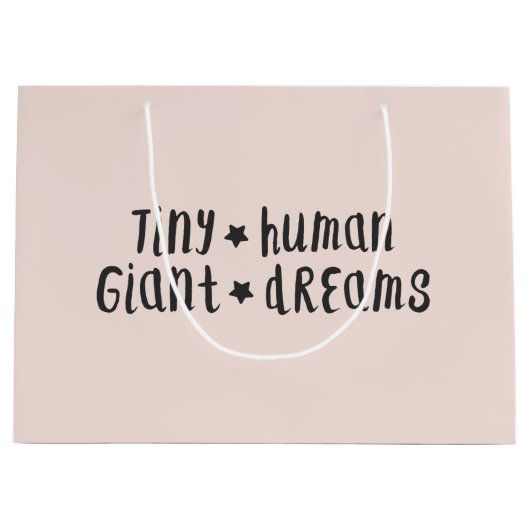 小さな人間の巨大な夢 |かわいいピンクの赤ちゃん ラージペーパーバッグ (正面)