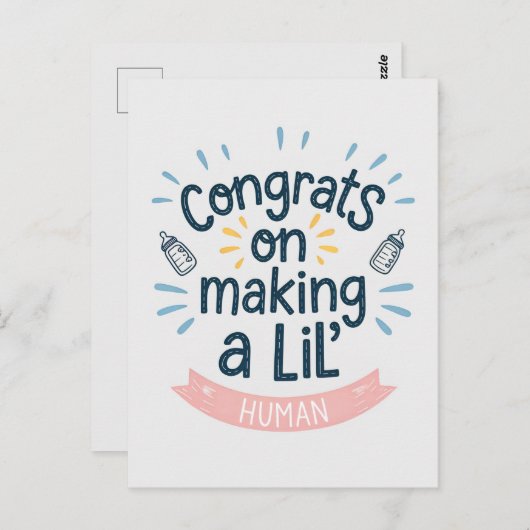 小さな人間の誕生おめでとう（妊娠おめでとう） ポストカード (正面/裏面)