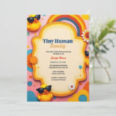 小さな人間のShindigレトロラバーアヒル赤ちゃんシャワー 招待状 (スタンド正面)