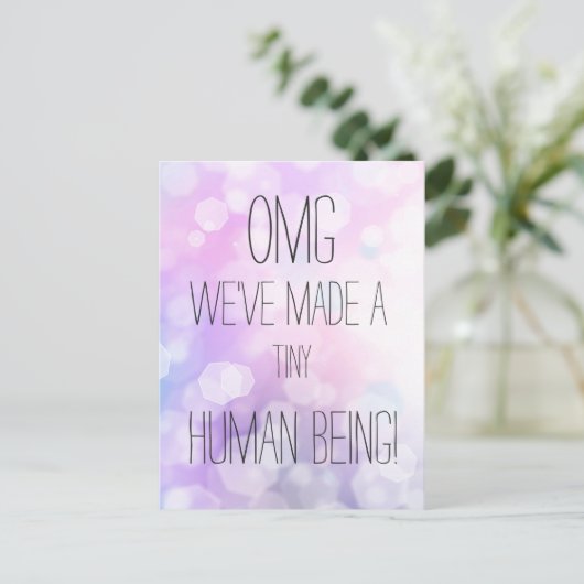 小さな人間を作った – おもしろい誕生のお知らせ ポストカード (スタンド正面)