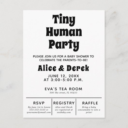 小さな人間モダンの赤ちゃんシャワーのミニマリスト ポストカード (正面)