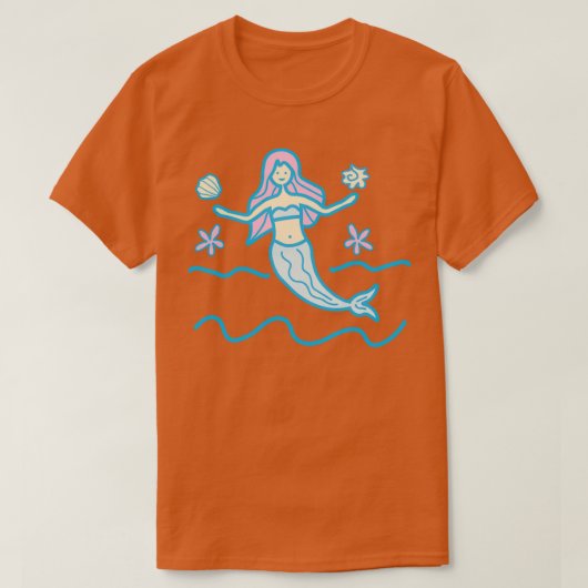 小さな人魚がサイレンの下にいる Tシャツ (デザイン正面)