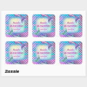 小さな人魚のパターン誕生日 スクエアシール (シート)