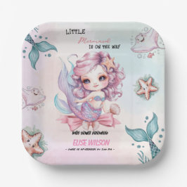 小さな人魚の弓は途中の赤ちゃんシャワー3 ペーパープレート