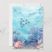 小さな人魚の水色の赤ちゃんシャワー 招待状 (裏面)