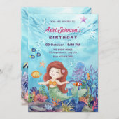 小さな人魚の水色の赤ちゃんシャワー 招待状 (正面/裏面)