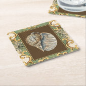 小さな人魚の貝殻 スクエアペーパーコースター (アングル)