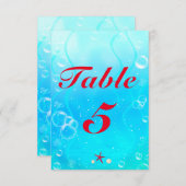 小さな人魚ビーチ海パーティーテーブル番号カード 招待状 (正面/裏面)