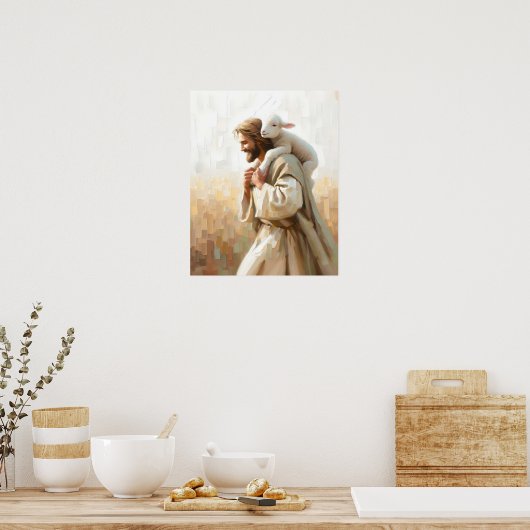 小さな仲間、キリスト教信仰の芸術、イエス ポスター (キッチン)