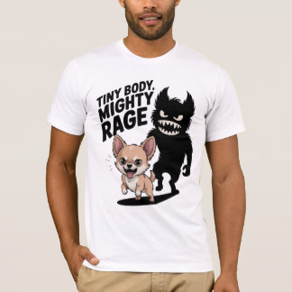 「小さな体、大きな怒り」面白いチワワの犬 Tシャツ