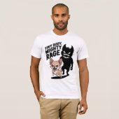 「小さな体、大きな怒り」面白いチワワの犬 Tシャツ (正面フル)