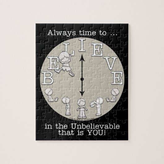 小さな信じ男の子と時計 ジグソーパズル (縦)