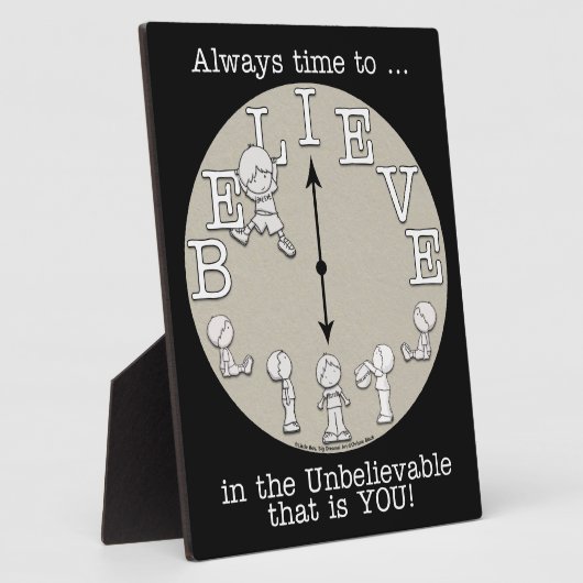 小さな信じ男の子と時計 フォトプラーク (側面)